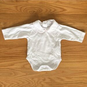 Kissy Kissy White and Pink Trim Baby Onesie